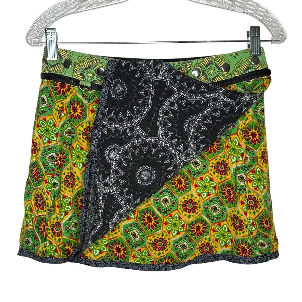 ZAND Amsterdam Reversible Wrap Skirt Boho Floral & Mandala Print Small - medium